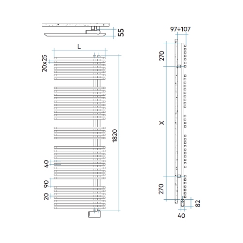 Immagine di Irsap JAZZ_S ELETTRICO radiatore 38 tubi H.182 L.60 P.5,5 cm, 4 intervalli, con modulo bluetooth integrato, colore bianco standard finitura lucido Cod.01 ZRG060Y01IR01NNN