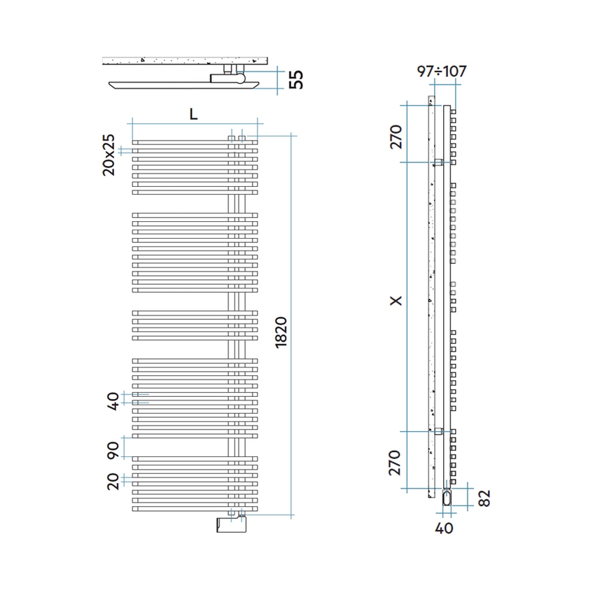 Immagine di Irsap JAZZ_S ELETTRICO radiatore 38 tubi H.182 L.60 P.5,5 cm, 4 intervalli, con modulo bluetooth integrato, colore bianco standard finitura lucido Cod.01 ZRG060Y01IR01NNN