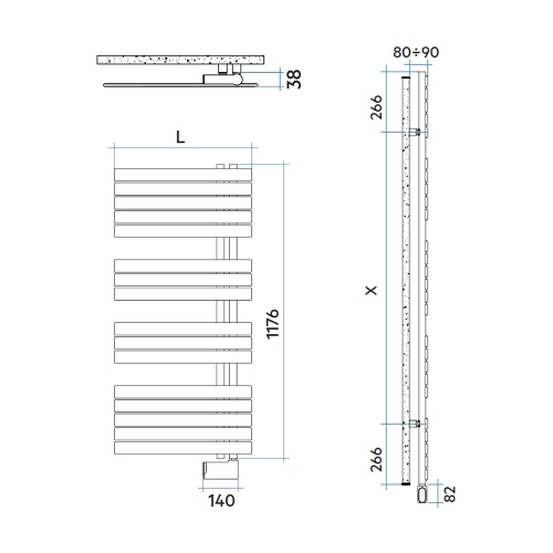 Immagine di Irsap SOUL_S ELETTRICO radiatore 16 tubi H.117,6 L.55 P.3,8 cm, 3 intervalli, con controllo elettronico Wi-Fi, colore bianco standard finitura lucido Cod.01 URS055E01IR01NNN