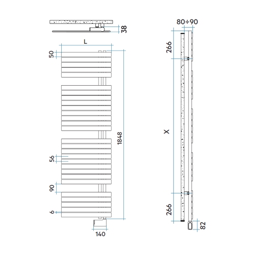 Immagine di Irsap SOUL_S ELETTRICO radiatore 28 tubi H.184,8 L.55 P.3,8 cm, 3 intervalli, con controllo elettronico Wi-Fi, colore sunstone finitura ruvido URE055E2DIR01NNN