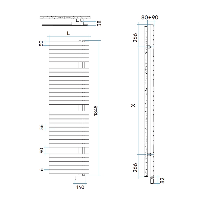 Immagine di Irsap SOUL_S ELETTRICO radiatore 28 tubi H.184,8 L.55 P.3,8 cm, 3 intervalli, con controllo elettronico Wi-Fi, colore sunstone finitura ruvido URE055E2DIR01NNN