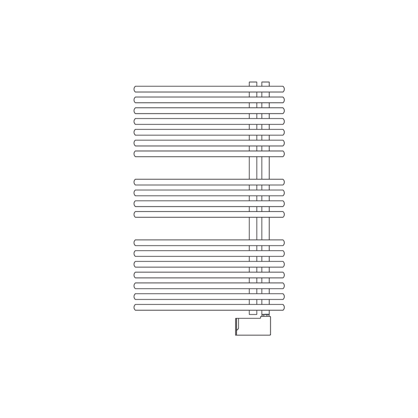 Immagine di Irsap FUNKY_S ELETTRICO scaldasalviette con collettore lato destro, 18 tubi, 2 intervalli, H.92,8 L.50 P.6,2 cm, controllo elettronico, colore bianco finitura lucido Cod.01 YRS050H01IR01NNN