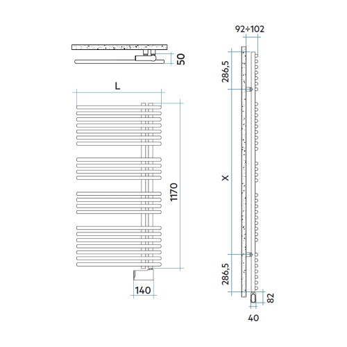 Immagine di Irsap FUNKY_S ELETTRICO scaldasalviette con collettore lato destro, 22 tubi, 3 intervalli, H.117 L.50 P.6,2 cm, controllo elettronico Wi-Fi, colore bianco standard finitura lucido Cod.01 YRM050E01IR01NNN