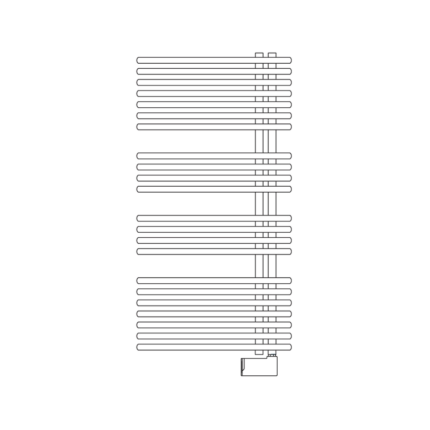 Immagine di Irsap FUNKY_S ELETTRICO scaldasalviette con collettore lato destro, 22 tubi, 3 intervalli, H.117 L.50 P.6,2 cm, controllo elettronico Wi-Fi, colore bianco finitura lucido YRM050E01IR01NNN