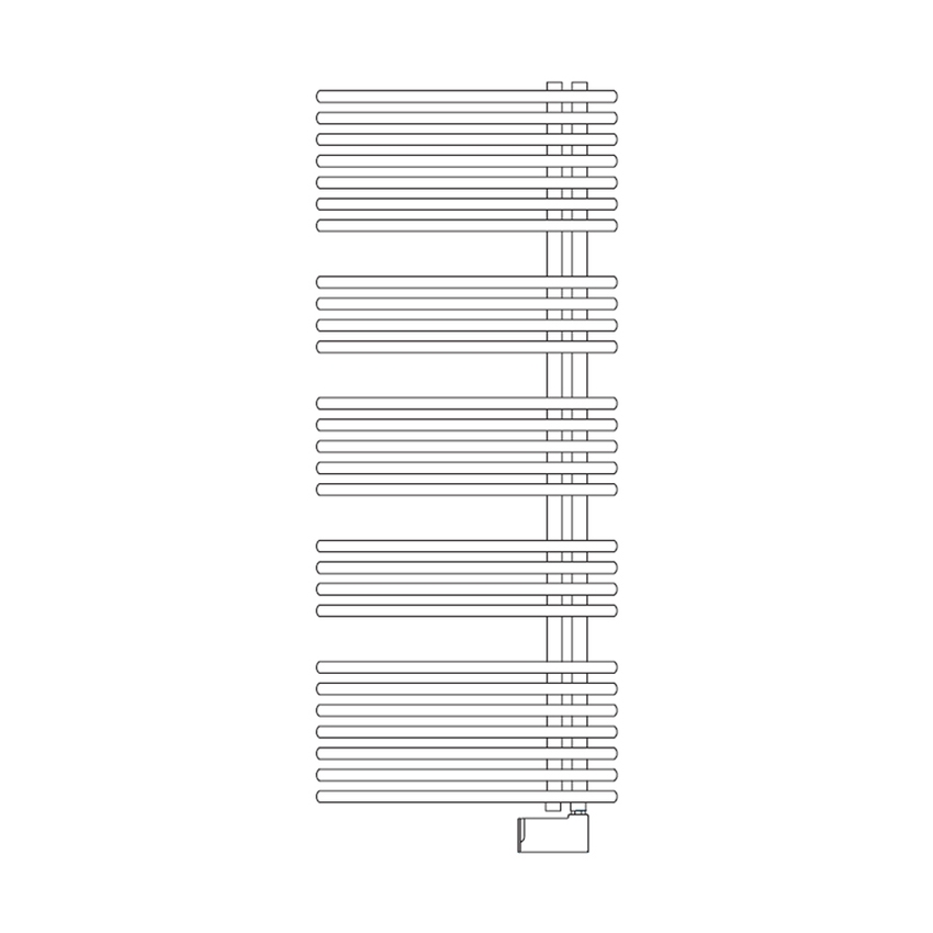 Immagine di Irsap FUNKY_S ELETTRICO scaldasalviette con collettore lato destro, 27 tubi, 4 intervalli, H.145,5 L.60 P.6,2 cm, controllo elettronico Wi-Fi, colore bianco finitura lucido YRL060E01IR01NNN