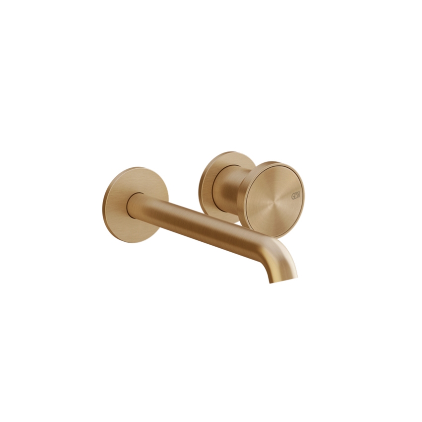 Immagine di Gessi ORIGINI miscelatore lavabo 2 fori, a parete, senza corpo incasso, finitura warm bronze brushed PVD 66088#726