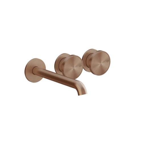 Immagine di Gessi ORIGINI miscelatore lavabo 3 fori, a parete, senza corpo incasso, finitura copper brushed PVD 66090#708