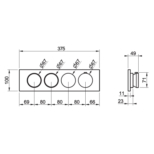 Immagine di Gessi ORIGINI miscelatore termostatico a due funzioni indipendenti, con pulsante on-off, senza corpo incasso, finitura finox brushed nickel 66222#149