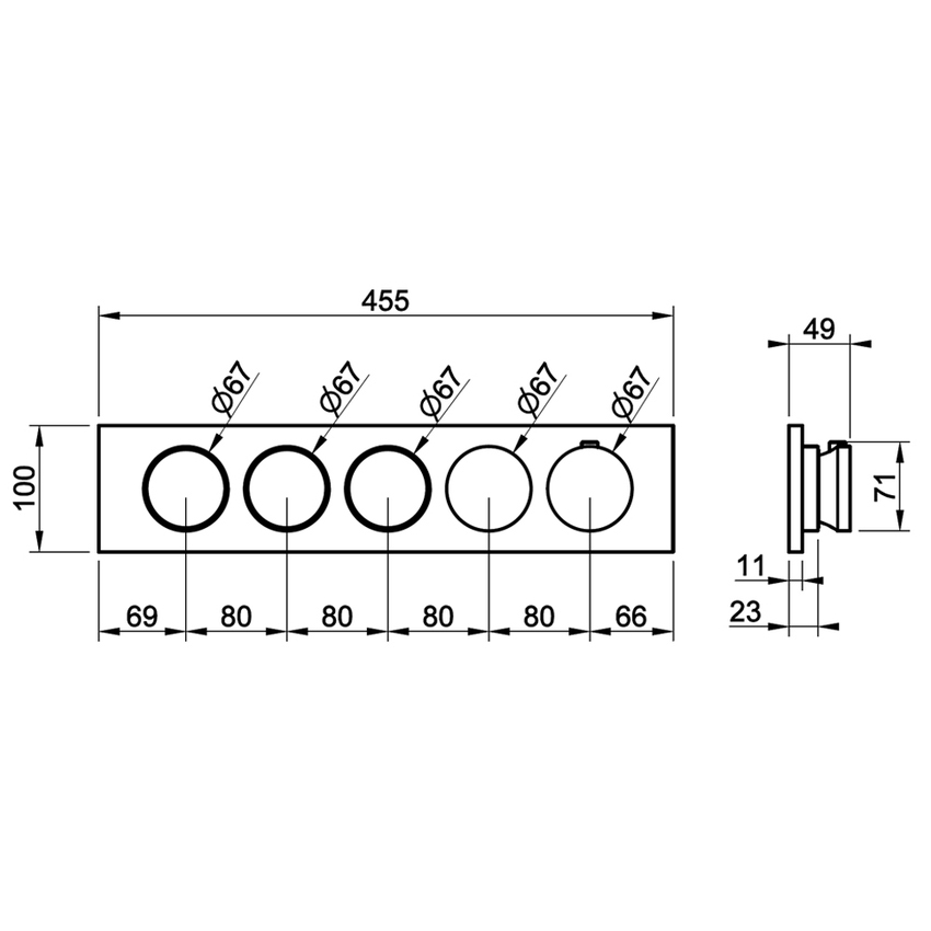 Immagine di Gessi ORIGINI miscelatore termostatico a tre funzioni indipendenti, con pulsante on-off, senza corpo incasso, finitura finox brushed nickel 66224#149