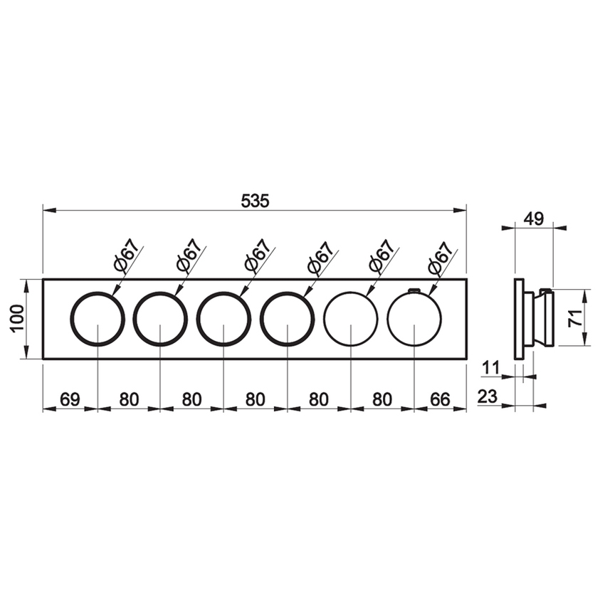 Immagine di Gessi ORIGINI miscelatore termostatico a quattro funzioni indipendenti, con pulsante on-off, senza corpo incasso, finitura finox brushed nickel 66226#149
