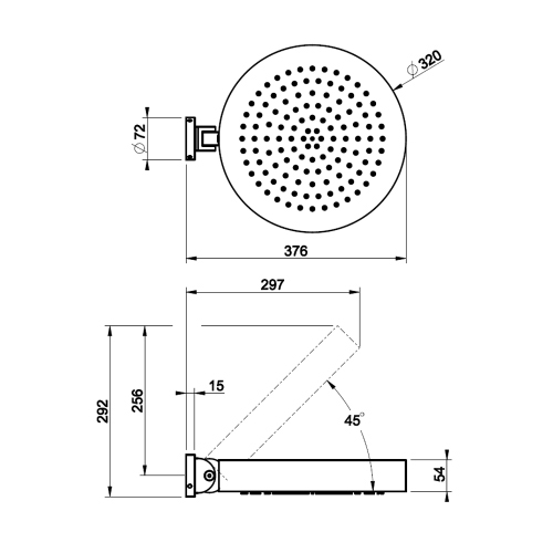 Immagine di Gessi ORIGINI soffione orientabile rotondo Ø 30 cm, anticalcare, finitura warm bronze brushed PVD 66152#726