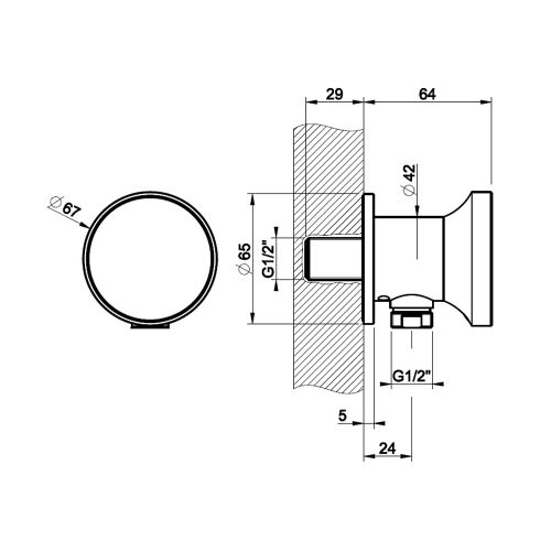 Immagine di Gessi ORIGINI presa acqua, finitura finox brushed nickel 66169#149