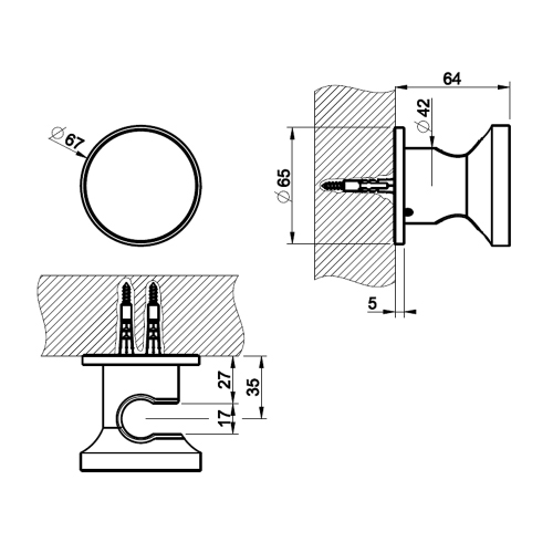 Immagine di Gessi ORIGINI supporto fisso per doccetta, finitura warm bronze brushed PVD 66157#726