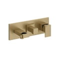 Immagine di Gessi RETTANGOLO SHOWER miscelatore doccia a parete 2 uscite, con deviatore, presa acqua e supporto doccetta, finitura warm bronze brushed PVD 44911#726