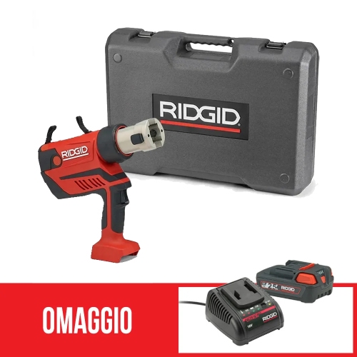 Immagine di Ridgid RP 350 Pressatrice a pistola senza ganasce e cassetta di trasporto + omaggio batteria 18 V 2.5 Ah e caricabatterie 69848+56513+56523