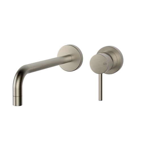 Immagine di Gessi VIA TORTONA miscelatore P.23 cm, a parete per lavabo, senza scarico e senza corpo incasso, finitura finox brushed nickel 44825#149