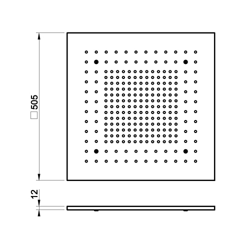 Immagine di Gessi MINIMALI sistema doccia a controsoffitto 50 cm, con funzione pioggia, da completare con cover elastica, finitura mirror steel 57901#238