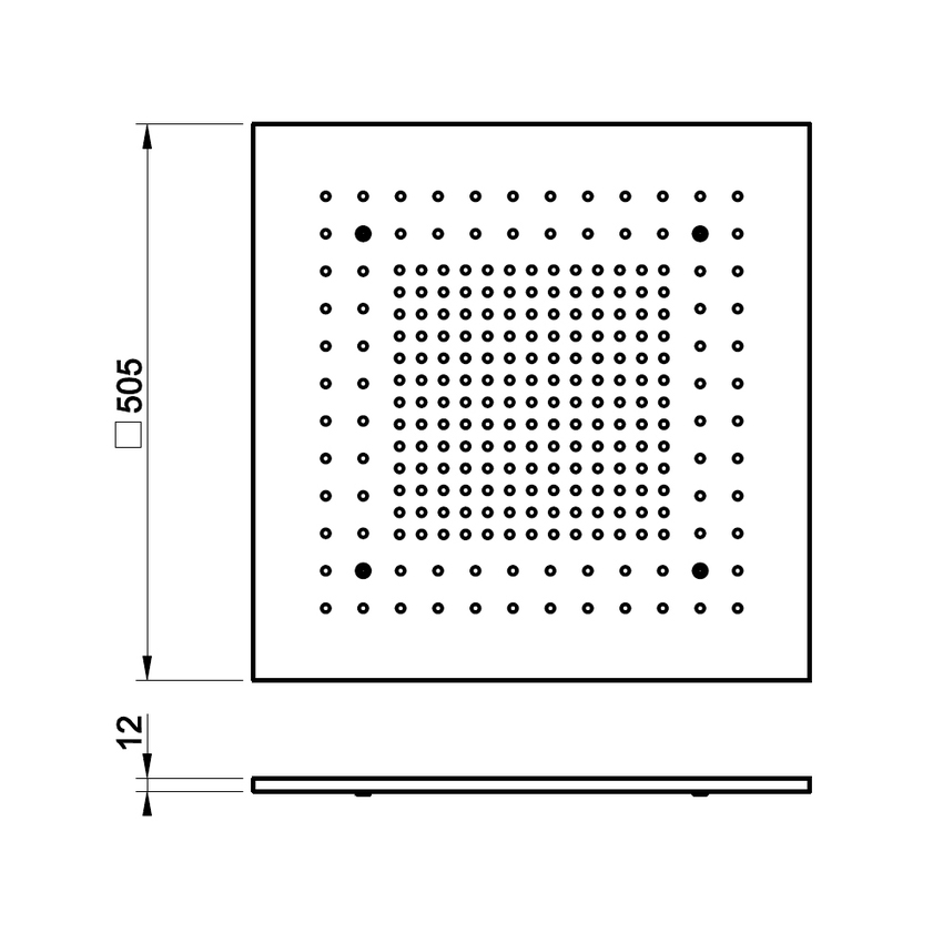 Immagine di Gessi MINIMALI sistema doccia a controsoffitto 50 cm, con funzione pioggia, da completare con cover elastica, finitura mirror steel 57901#238