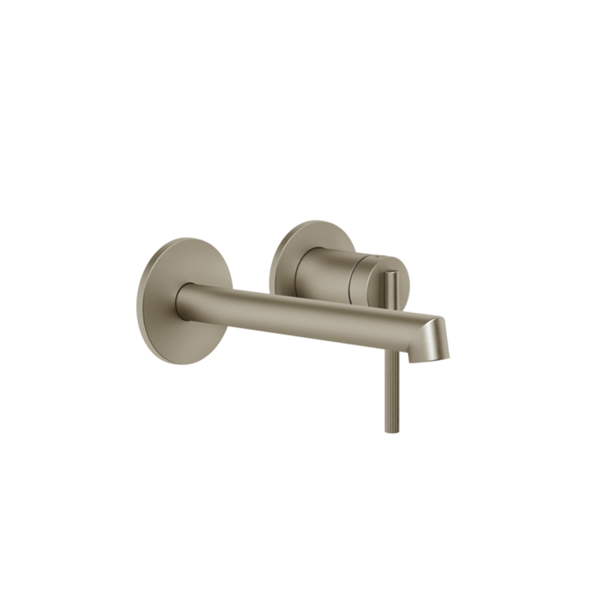 Immagine di Gessi INGRANAGGIO miscelatore lavabo, a parete, P.17 cm, senza scarico e senza corpo incasso, finitura finox brushed nickel 63581#149