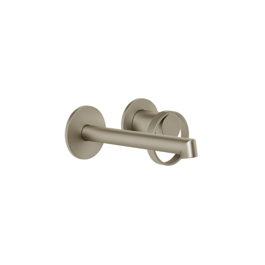 Immagine di Gessi ANELLO miscelatore lavabo a parete P.17 cm, senza scarico, finitura finox brushed nickel 63381#149