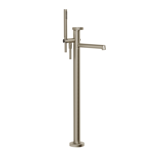 Immagine di Gessi ANELLO miscelatore vasca da terra, senza corpo incasso, finitura finox brushed nickel 63328#149