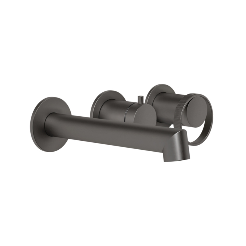 Immagine di Gessi ANELLO miscelatore per vasca, a parete, 2 uscite, finitura black metal brushed PVD 63342#707