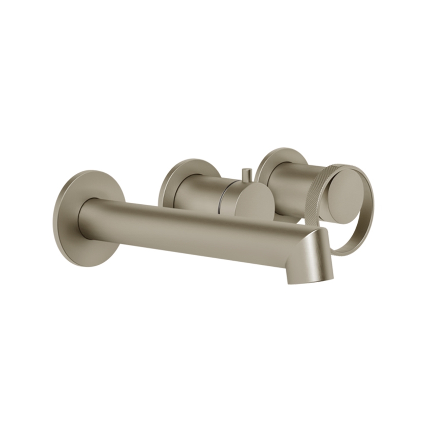 Immagine di Gessi ANELLO miscelatore per vasca, a parete, 2 uscite, finitura finox brushed nickel 63342#149