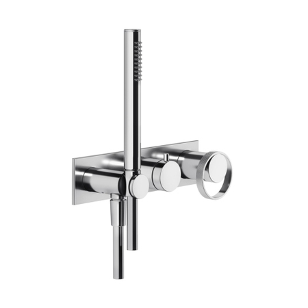 Immagine di Gessi ANELLO miscelatore doccia, a parete, 2 uscite con deviatore, presa acqua e supporto doccetta, senza corpo incasso, finitura cromo 63343#031
