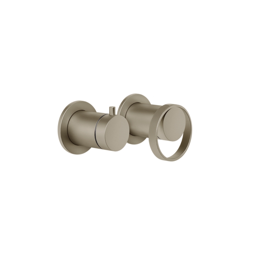 Immagine di Gessi ANELLO miscelatore a parete, 2 uscite, con deviatore automatico bagno/doccia, senza corpo incasso, finitura finox 63380#149