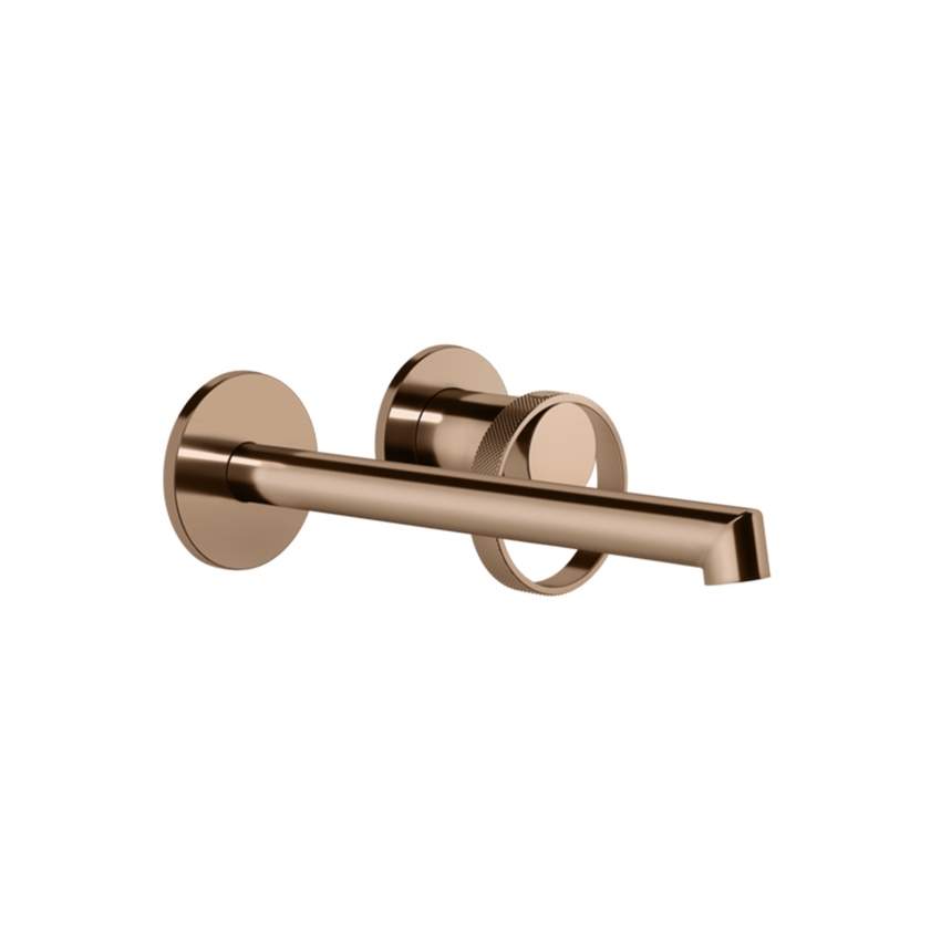 Immagine di Gessi ANELLO miscelatore lavabo a parete P.21 cm, senza scarico, finitura copper PVD 63383#030