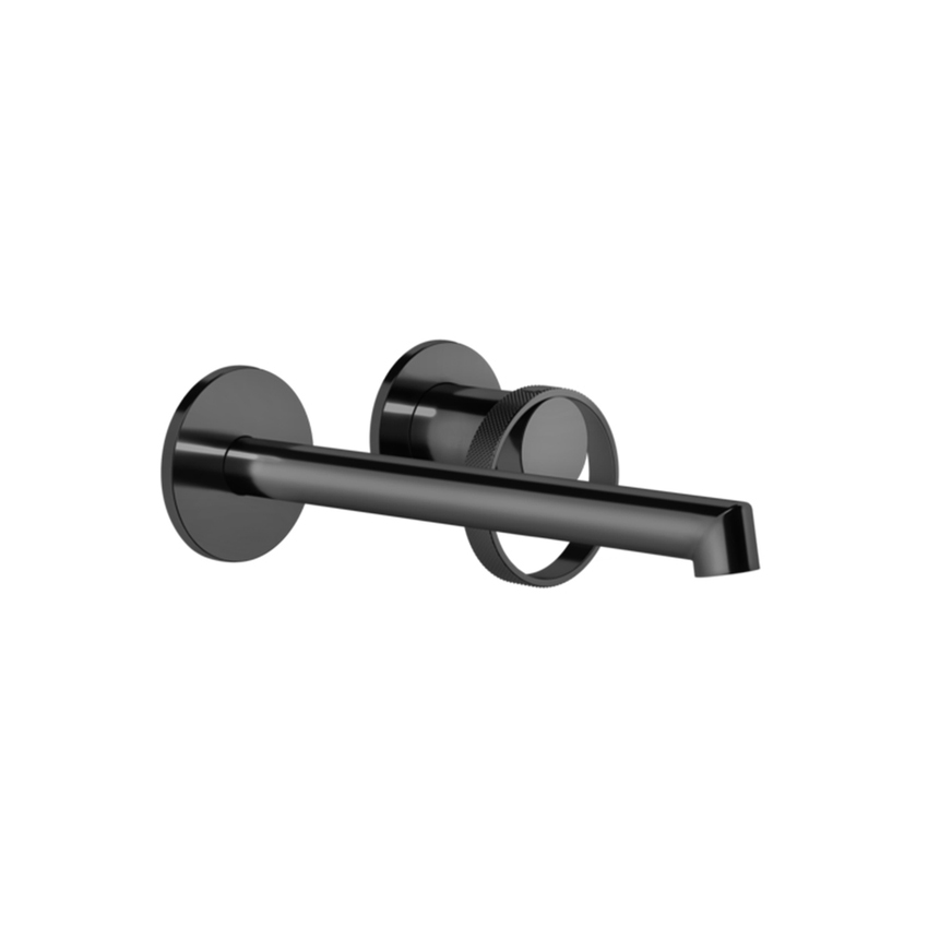 Immagine di Gessi ANELLO miscelatore lavabo a parete P.21 cm, senza scarico, finitura black metal PVD 63383#706