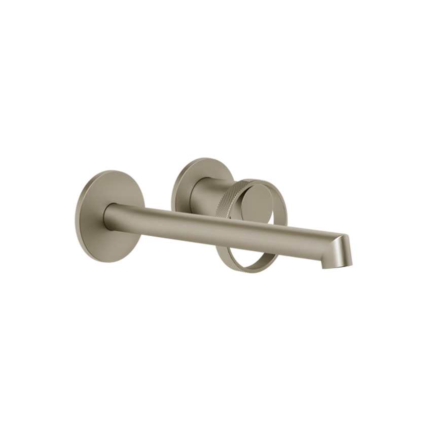 Immagine di Gessi ANELLO miscelatore lavabo a parete P.21 cm, senza scarico, finitura finox brushed nickel 63383#149