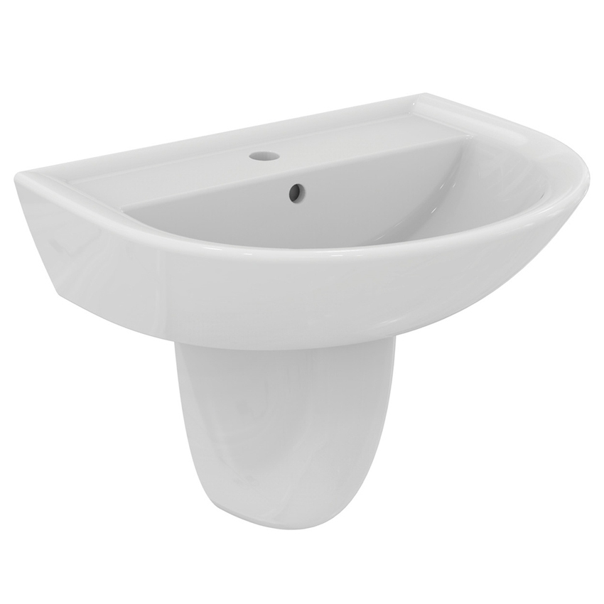 Immagine di Ideal Standard EUROVIT lavabo L.60 cm, con foro per rubinetteria e troppopieno, colore bianco finitura lucido W332301