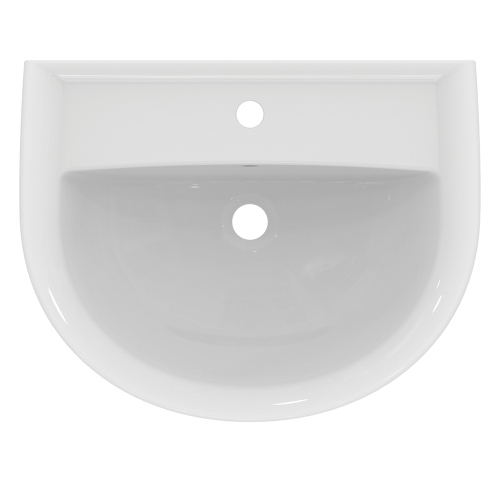 Immagine di Ideal Standard EUROVIT lavabo L.60 cm, con foro per rubinetteria e troppopieno, colore bianco finitura lucido W332301