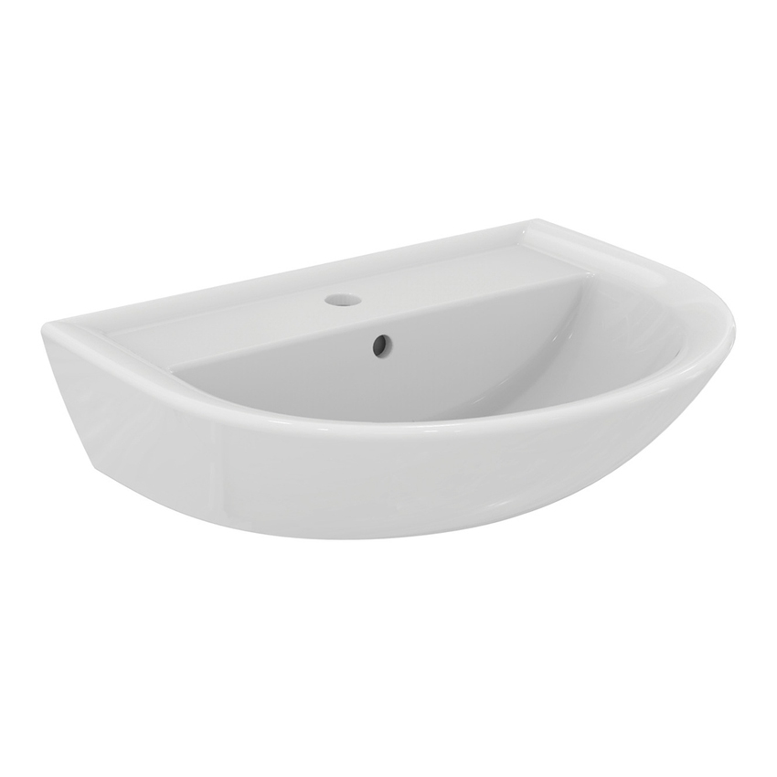 Immagine di Ideal Standard EUROVIT lavabo L.60 cm, con foro per rubinetteria e troppopieno, colore bianco finitura lucido W332301