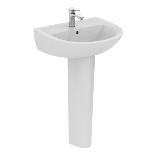 Immagine di Ideal Standard EUROVIT lavabo L.55 P.46 cm, con foro per rubinetteria e troppopieno, colore bianco finitura lucido W332601