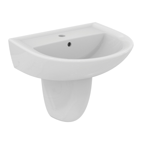 Immagine di Ideal Standard EUROVIT lavabo L.55 P.46 cm, con foro per rubinetteria e troppopieno, colore bianco finitura lucido W332601