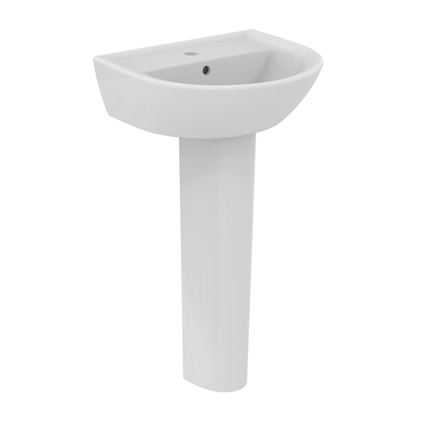 Immagine di Ideal Standard EUROVIT lavabo L.55 P.44 cm, con foro per rubinetteria e troppopieno, colore bianco finitura lucido W332801