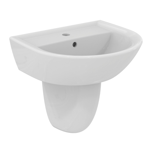 Immagine di Ideal Standard EUROVIT lavabo L.55 P.44 cm, con foro per rubinetteria e troppopieno, colore bianco finitura lucido W332801