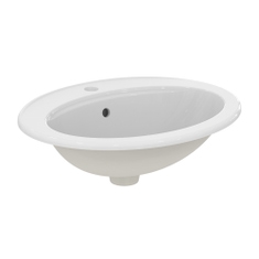 Immagine di Ideal Standard EUROVIT lavabo L.56 cm da incasso soprapiano, con foro per rubinetteria e troppopieno, colore bianco finitura lucido E874901