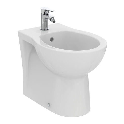 Immagine di Ideal Standard EUROVIT bidet a terra, a filo parete, con foro per rubinetteria e troppopieno, colore bianco finitura lucido W330501