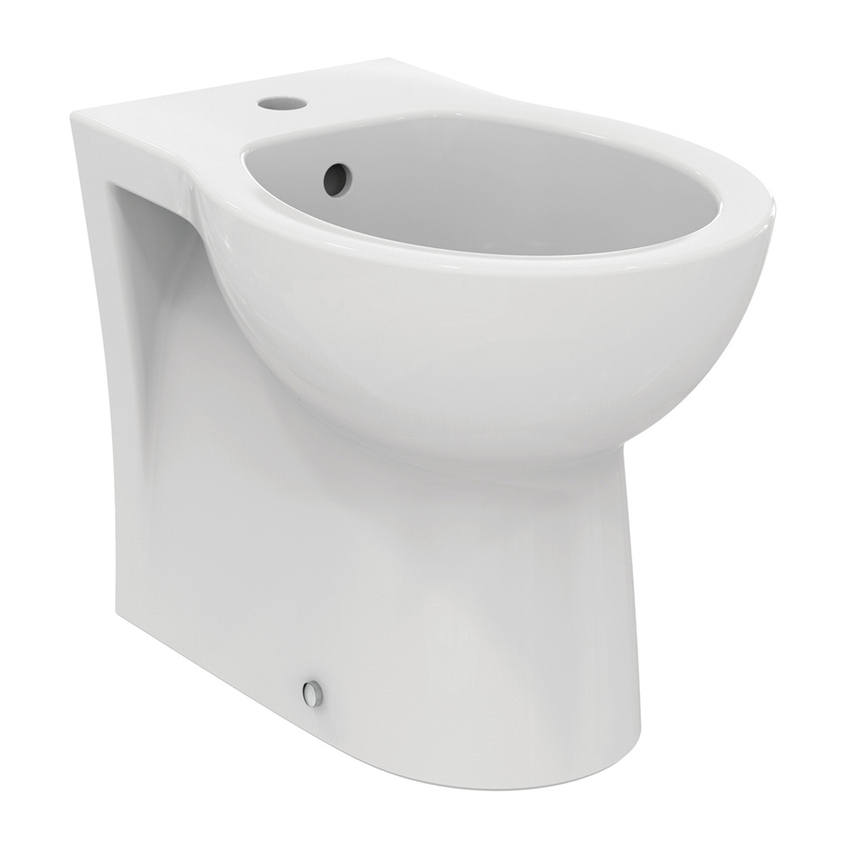 Immagine di Ideal Standard EUROVIT bidet a terra, a filo parete, con foro per rubinetteria e troppopieno, colore bianco finitura lucido W330501