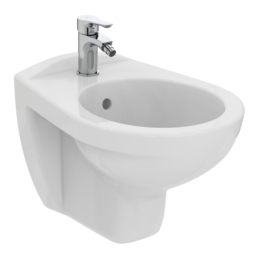 Immagine di Ideal Standard EUROVIT bidet sospeso, con foro per rubinetteria e troppopieno, colore bianco finitura lucido V493101