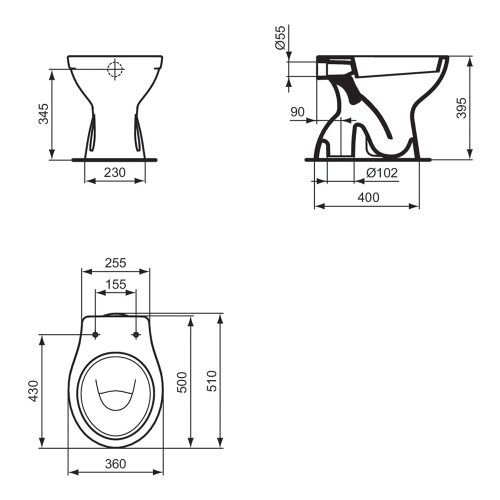 Immagine di Ideal Standard EUROVIT vaso a terra, con scarico a pavimento non universale, senza sedile, colore bianco finitura lucido W330601
