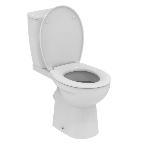 Immagine di Ideal Standard EUROVIT vaso monoblocco per cassetta, con scarico a pavimento, senza sedile, colore bianco finitura lucido T355301