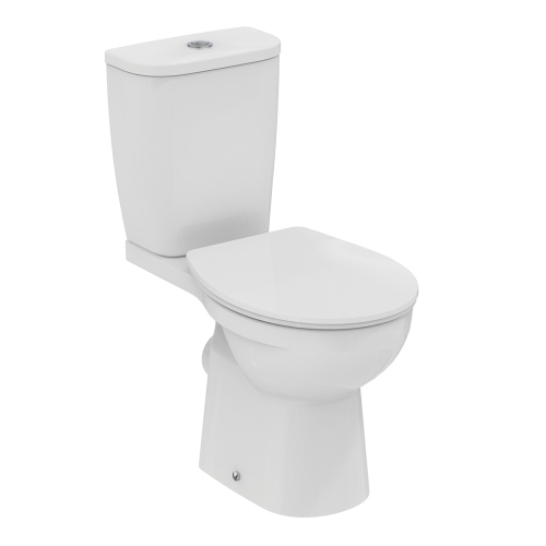 Immagine di Ideal Standard EUROVIT vaso monoblocco per cassetta, con scarico a pavimento, senza sedile, colore bianco finitura lucido T355301