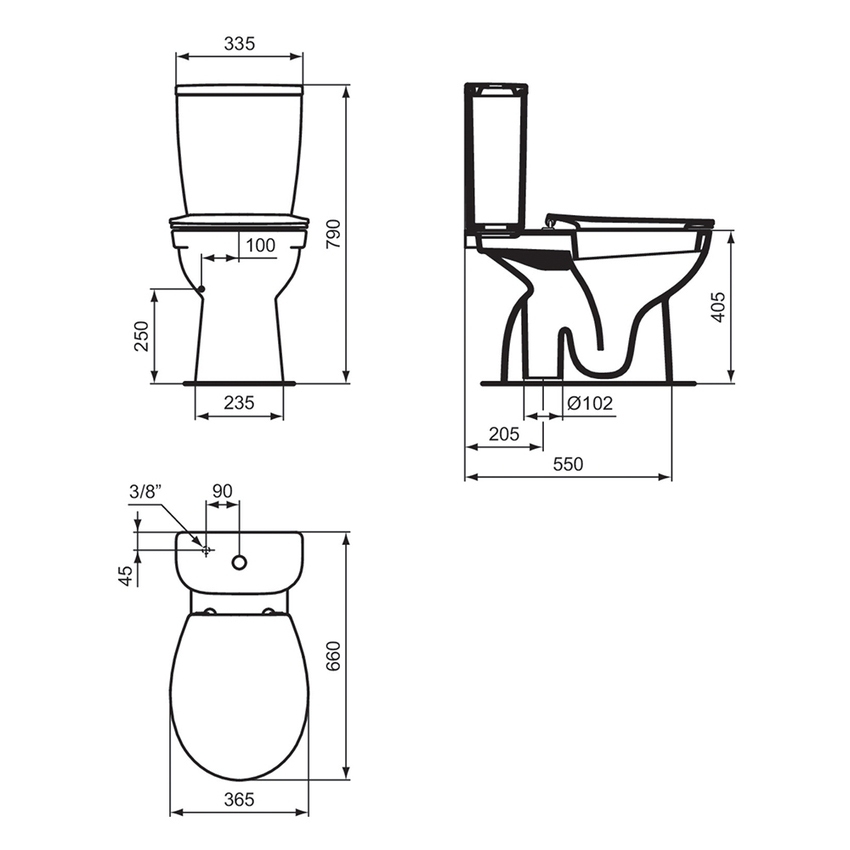Immagine di Ideal Standard EUROVIT cassetta per vaso monoblocco, con entrata bassa e coperchio, colore bianco finitura lucido T443101