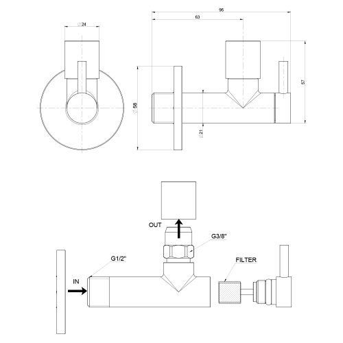 Immagine di Gessi rubinetto sottolavabo, con filtro e attacco 1/2", finitura cromo 01411#031