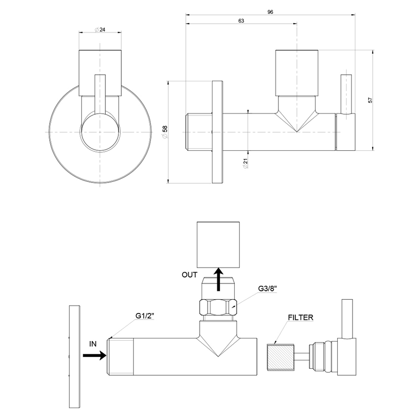 Immagine di Gessi rubinetto sottolavabo, con filtro e attacco 1/2", finitura cromo 01411#031