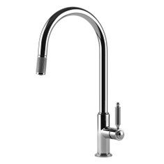 Immagine di Gessi VENTI20 miscelatore H.42 cm per lavello, monocomando, bocca girevole e doccetta estraibile monogetto, finitura cromo 60622#031